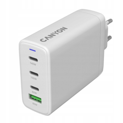 CANYON Ładowarka sieciowa CU140ACC GaN 150W 3xPD 1xQC EU Biała