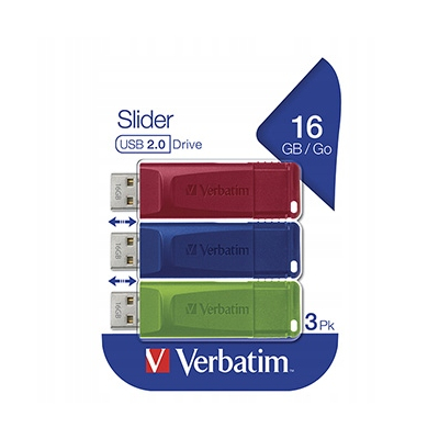 Verbatim USB flash disk USB 2.0 16GB Slider 49326 USB A z wysuwanym złączem