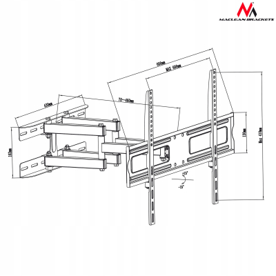 Uchwyt Maclean MC-762 do TV 37-70'' 30kg