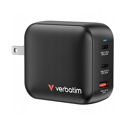 Verbatim Ładowarka Mini GaN USB-CR PD 100W USB-A wymienne końcówki 32230