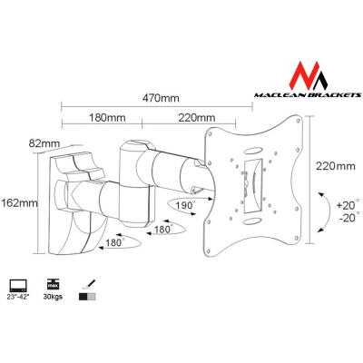 Maclean Uchwyt telewizora uniwersalny max VESA 200x200 23-50