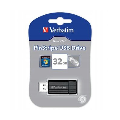 Verbatim USB 2.0, 32GB, PinStripe, Store N Go, czarny, 49064, USB A