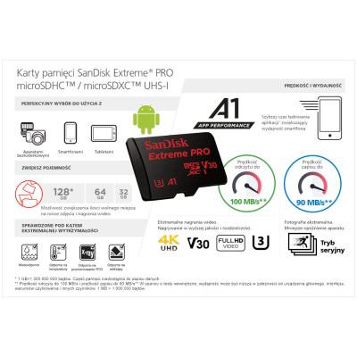 Karta SanDisk EXTREME PRO microSDHC 32GB 4K 100/90