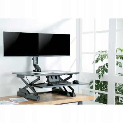 Uchwyt biurkowy na dwa monitory / podwójny Maclean, vesa 75x75 100x100, 17