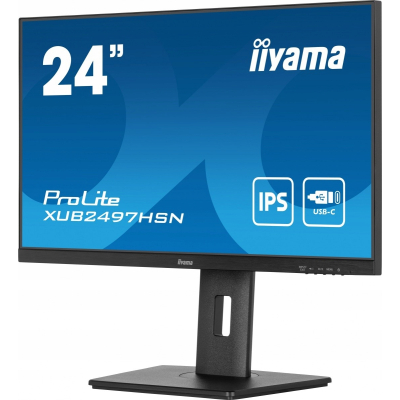 IIYAMA Monitor 24 cale XUB2497HSN-B2 IPS USB-C Dock HDMI DP Pivot HAS