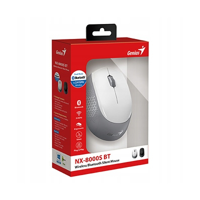 Genius NX-8000S BT Mysz bezprzewodowa, biało-szary, 1200DPI