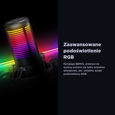 Rampage Bemol Mikrofon gamingowy/do podcastów RGB USB-C czarny