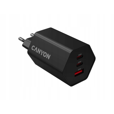 CANYON Ładowarka sieciowa HEXAGON 65 GaN 65W 2xPD 1xQC EU Czarna