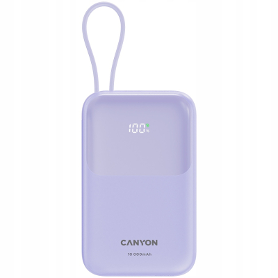 CANYON Power Bank OnPower 101 z kablem 10000 mAh PD22.5W Fiolet
