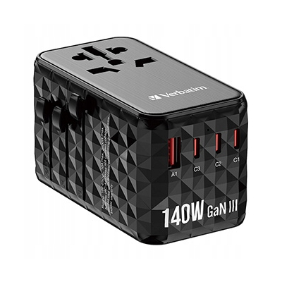 Verbatim adapter podróżny 2x USB-C QC 4+ 1x USB-C PD 3.0 1x USB-A QC 140 W