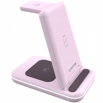 Canyon WS-304 - składana ładowarka bezprzewodowa 3-w-1 (Iced Pink)