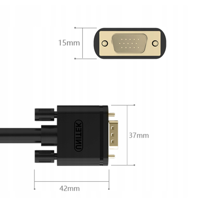 Unitek Y-C513G przewód PREMIUM VGA HD15 M/M 2m