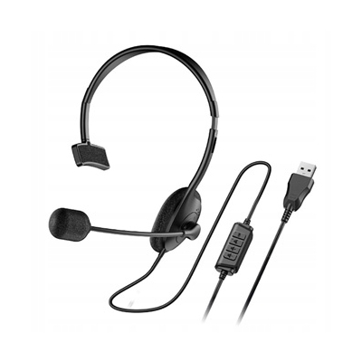 Genius HS-100U słuchawki z mikrofonem, przewodowa, czarna, 2.0, Na głowę