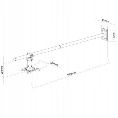 UCHWYT ŚCIENNY 100-200cm DO PROJEKTORA P-106B-AL