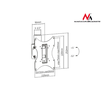 Maclean Uchwyt Do telewizora sufitowy Max vesa 200x200 23-42