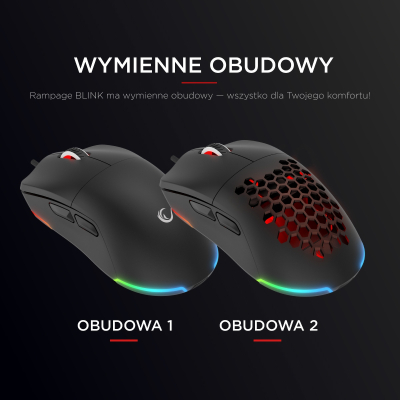 Rampage BLINK myszka gamingowa przewodowa USB, 12800 DPI, RGB, czarna