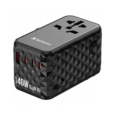 Verbatim adapter podróżny 2x USB-C QC 4+ 1x USB-C PD 3.0 1x USB-A QC 140 W