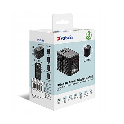 Verbatim adapter podróżny 2x USB-C QC 4+ 1x USB-C PD 3.0 1x USB-A QC 140 W