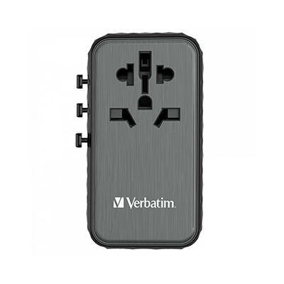 Verbatim Adapter podróżny GaN III 2x USB-C PD QC 4+ 2x USB-A QC 3.0 100 W