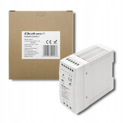 Qoltec Zasilacz na szynę DIN 60W 24V 2.5A Biały Slim