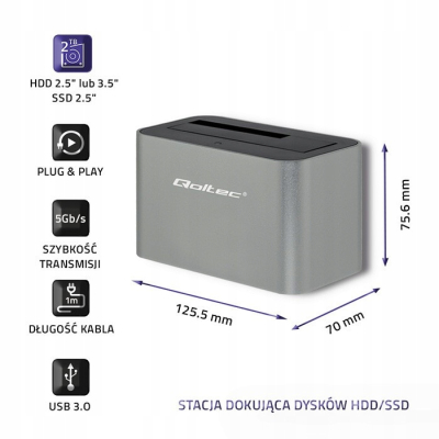 Qoltec]Stacja dokująca dysków HDD/SSD 2.5