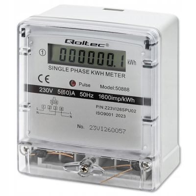 Qoltec Jednofazowy elektroniczny licznik miernik zużycia energii 230V LDC
