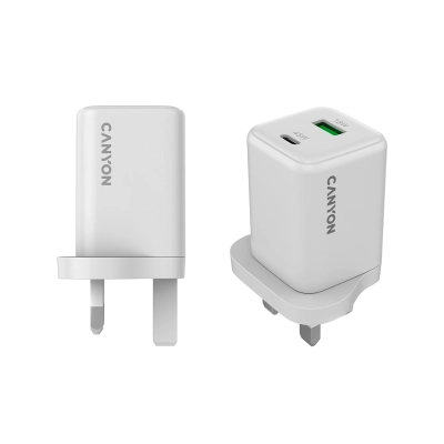 CANYON Ładowarka sieciowa CU45AC GaN 45W 1xPD 1xQC UK Biała