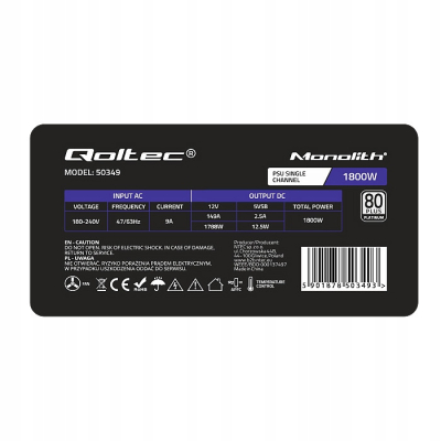 Qoltec Zasilacz PCI-E 1800W 80 Plus Platinum Data mining