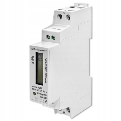 Qoltec Jednofazowy miernik zużycia energii szynę DIN 230V LCD 50887