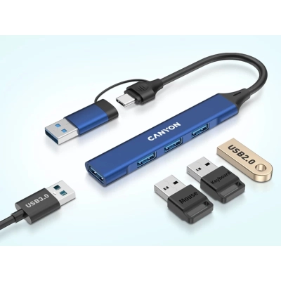 CANYON HUB DS-02 4 w 1 USB-A/C Niebieski