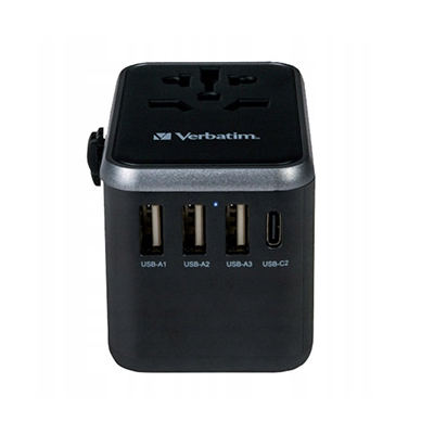 Verbatim, Adapter podróżny World-to-World UTA-04 USB-A, USB-C, czarny, 61 W