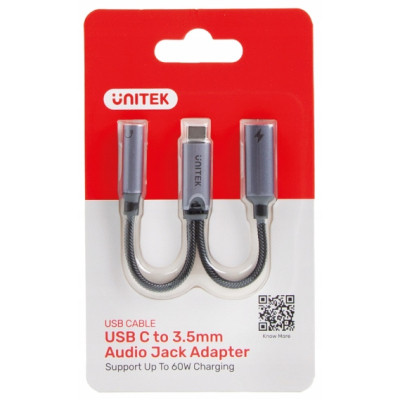 Unitek Adapter USB-C na 2 x port USB-C audio i 18W