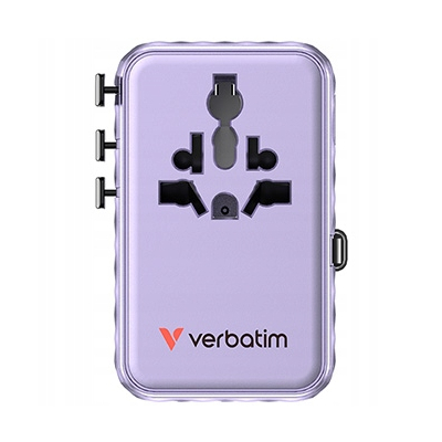 Verbatim Adapter podróżny ChargeNTravel USB-C USB-A fioletowy 100 W 30193