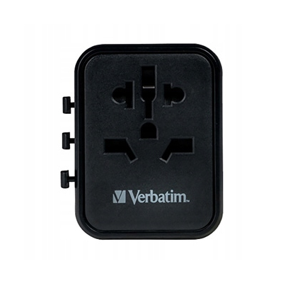 Verbatim, Adapter podróżny World-to-World UTA-02 USB-A, USB-C, czarny, 20 W