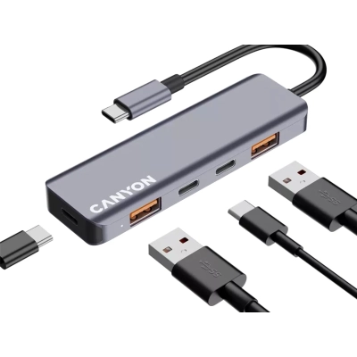CANYON HUB DS-18 5 w 1 USB-C Szary