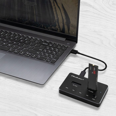 Qoltec Stacja dokująca dysków SSD M.2 NVMe SATA USB-C DUAL 2 x 2TB