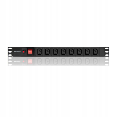 Qoltec Listwa zasilająca PDU antyprzeciąż. do RACK 19 1U 10A 8xIEC 2m