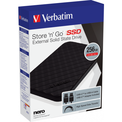 SSD Zewnętrzny Verbatim Store N Go, 53249, 256GB, czarny, USB-A/Micro-B