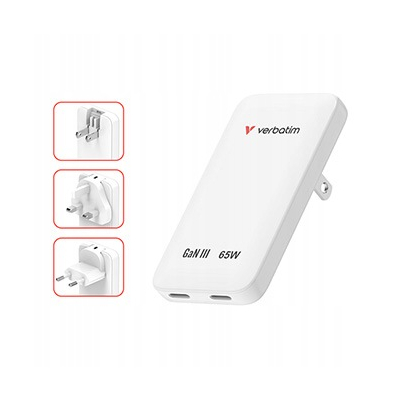 Verbatim, Ładowarka Essentials Slim GaN USB-C PD 3.0 biała 65W 30281