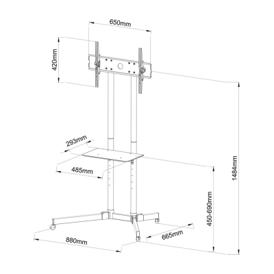 STOLIK/WÓZEK KÓŁKA+UCHWYT TV 30-65 60KG S-08A ART