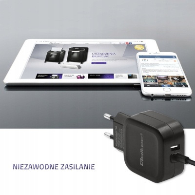Qoltec Ładowarka sieciowa 17W 5V 3.4A USB + USB typ C