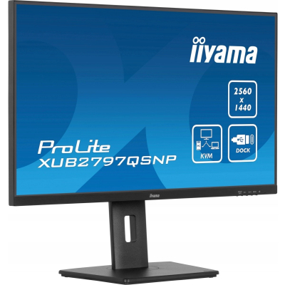 IIYAMA Monitor 27 cali XUB2797QSNP-B1 IPS QHD USB-c Dock, KVM HDMI