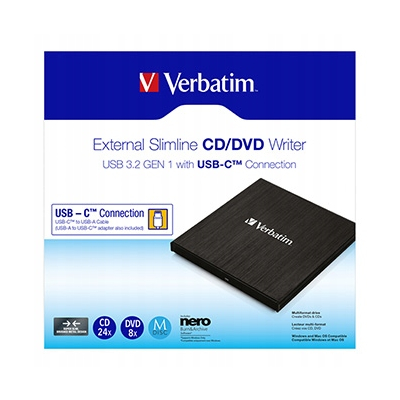 Verbatim 43886 Nagrywarka CD/DVD szybkość CD(24x) DVD (8x) USB 3.2 USB-C