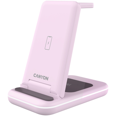 Canyon WS-304 - składana ładowarka bezprzewodowa 3-w-1 (Iced Pink)