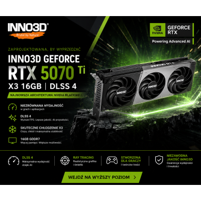 Karta graficzna VGA INNO3D GeForce RTX 5070 Ti X3 16GB DLSS 4