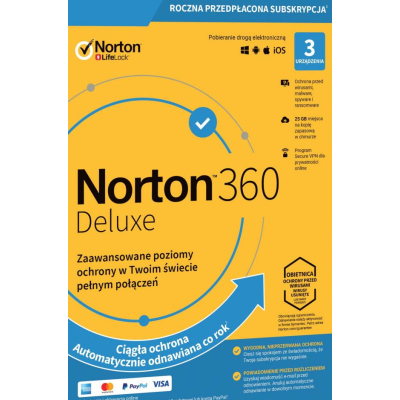 NORTON SECURITY 360 DELUXE 21394238 PL 1 Użytkownik 3 Urządzenia 1 Rok ESD SKLEP KOZIENICE RADOM