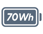 Ikona baterii o pojemności 70 watogodzin