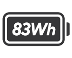 Ikona baterii o pojemności 83 watogodzin