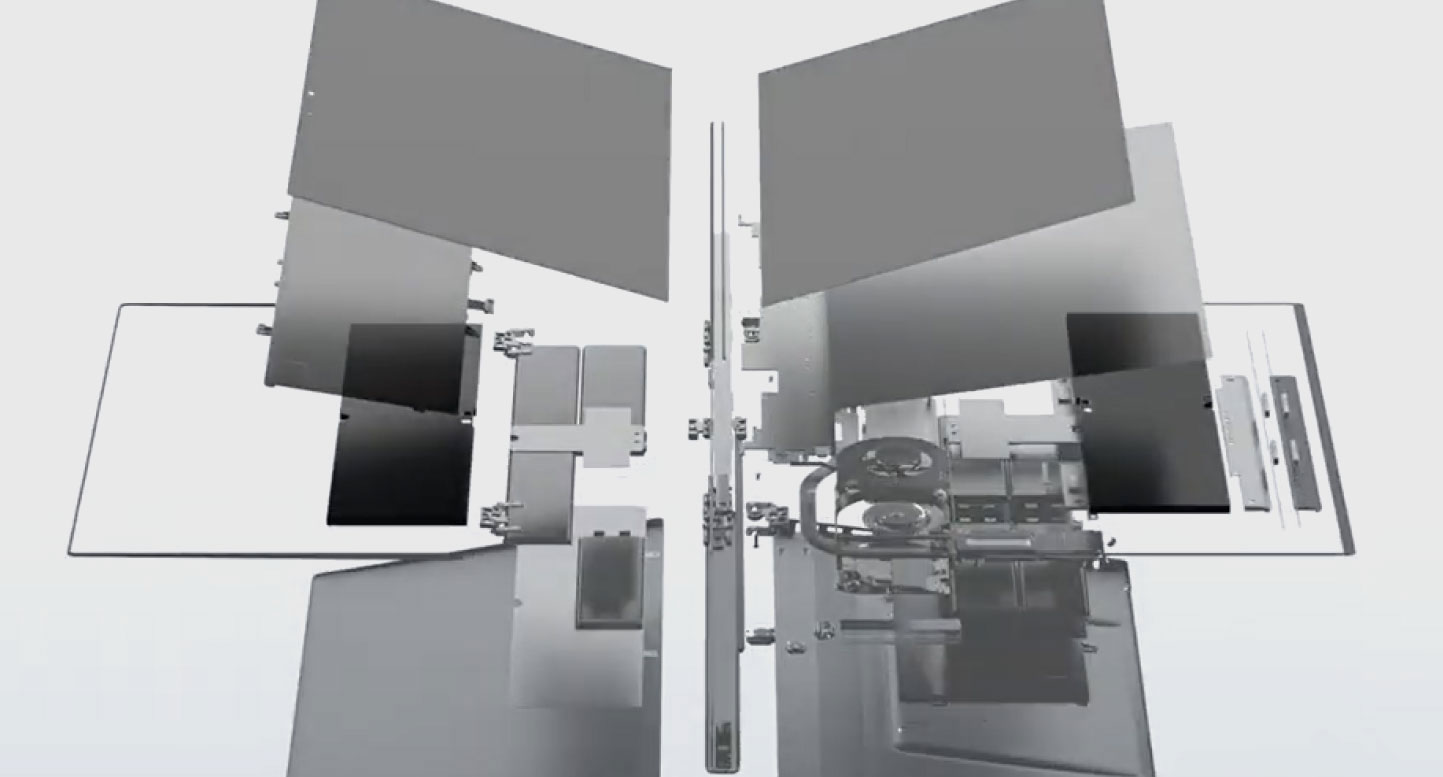 Kobieta w holu pracuje na laptopie ASUS Zenbook DUO 